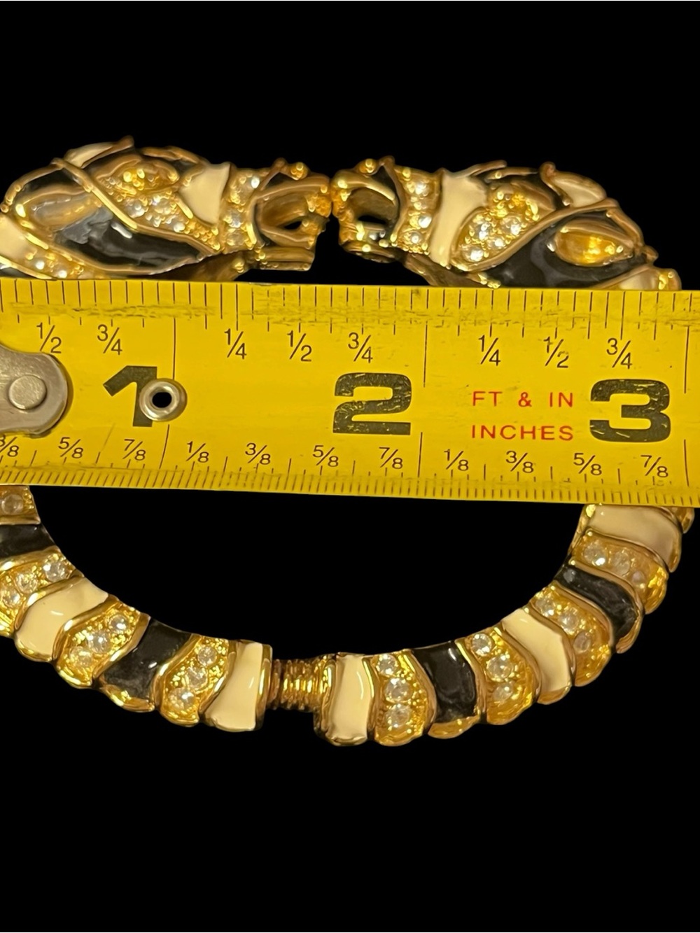 Vintage Kenneth Jay Lane Double Zebra Head Hinged Bangle Bracelet - Signed KJL - Picture 12 of 12